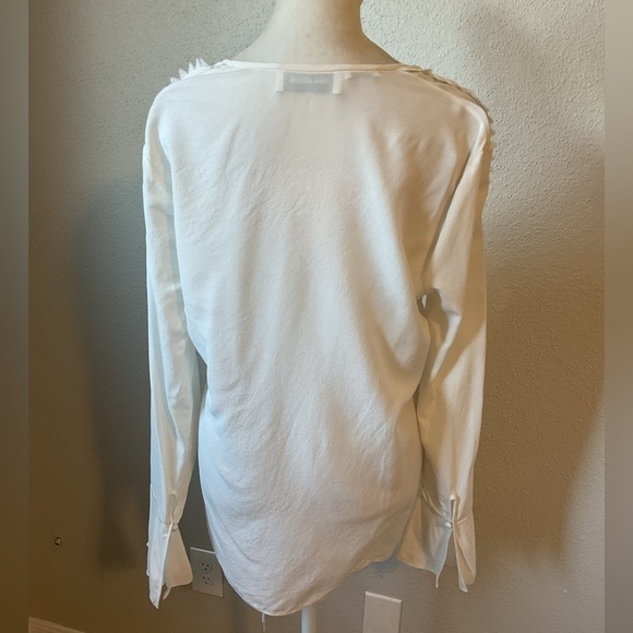 Yigal Azrouel 100% Silk Ruffle Lace White Blouse Size 6 - Picture 3 of 12